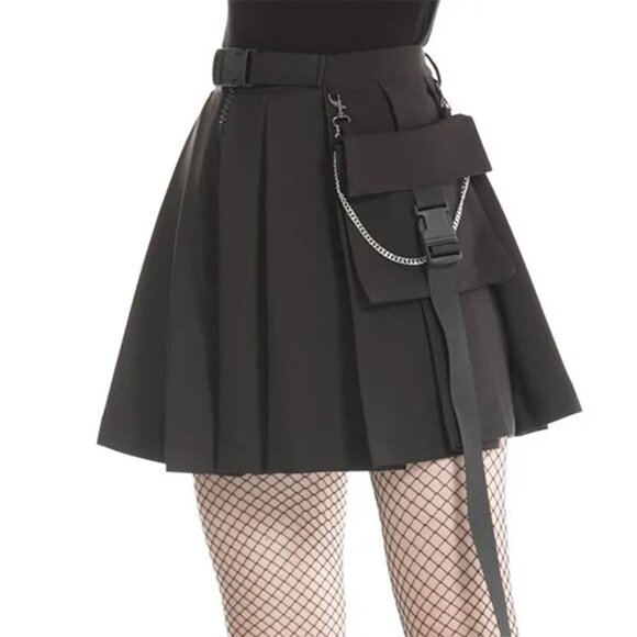 Dark in Love Pleated Skirt with Pocket Bag - Picture 1 of 10